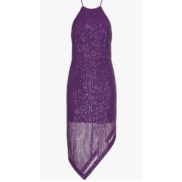 Toccin x RTR women’s Design Collective Sequin Asymmetrical Dress purple (size 8) - Picture 1 of 6